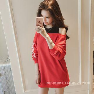 Mock Two-piece Cold Shoulder Sweatshirt