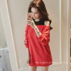 Mock Two-piece Cold Shoulder Sweatshirt