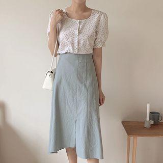 Short-sleeve Printed Top / Midi Skirt