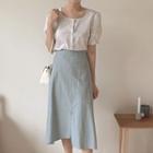 Short-sleeve Printed Top / Midi Skirt