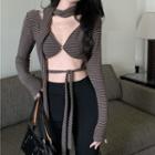 Long-sleeve Cropped Top / Flared Pants