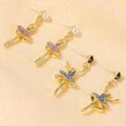 Faux Pearl Rhinestone Dancer Dangle Earring