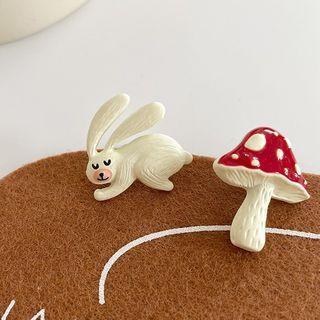 Rabbit Mushroom Asymmetrical Acrylic Alloy Earring