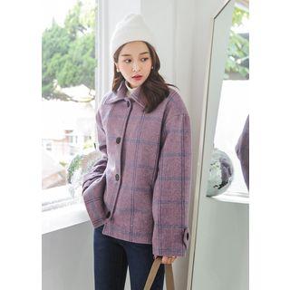Tall Size Single-breasted Check Jacket