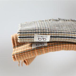 Houndstooth Fringed Scarf Camel - One Size