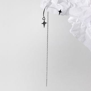 Star Chained Asymmetrical Sterling Silver Dangle Earring 1 Pair - S925 Silver - Silver - One Size