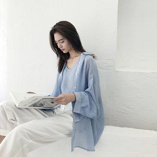 Lightweight Loose-fit Sheer Blouse With Tank Top