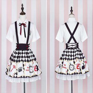 Tie Neck Shirt / A-line Skirt / Set