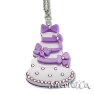 Sweet Purple Dolly Cake Swarovski Pendant Silver Necklace Purple - One Size