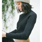 Semi High-neck Knit Sweater