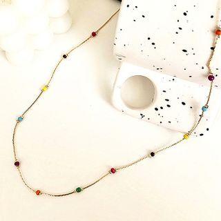 Beaded Necklace Necklace - Multicolor - Red & Blue & Gold - One Size