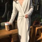 Deep V-neck Tie-front Maxi Knit Dress