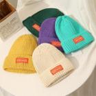 Color Block Embroidered Tag Beanie