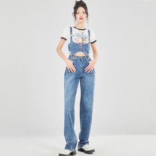 Detachable Denim Dungaree Pants