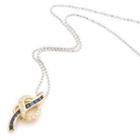 18k Yellow Gold Pendant With Diamonds And Blue Sapphires