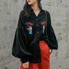 Puff-sleeve Embroidery Shirt