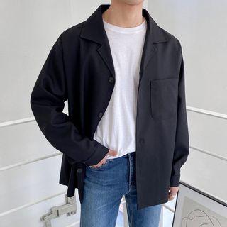 Collared Patch-pocket Oversized Jacket