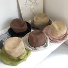 Fabric Panel Straw Bucket Hat