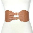 Double Buckled Faux Leather Wide Belt