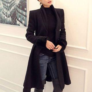 Ruffle Hem Woolen Coatdress