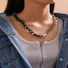 Chunky Alloy Necklace Black & Silver - One Size