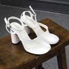 Asymmetric Open-toe Ankle-strap Pumps