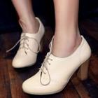 Lace-up Faux-leather Chunky-heel Oxfords