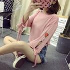 3/4-sleeve Heart Print T-shirt