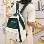 Crescent & Hiragana Embroidered Canvas Backpack