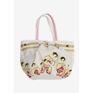 Matryoshka Print Canvas Shopper Bag