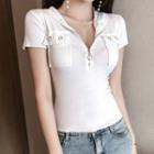 Short-sleeve Hooded Cropped T-shirt