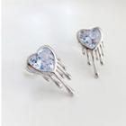 Melting Heart Rhinestone Alloy Earring 1 Pair - Silver - One Size