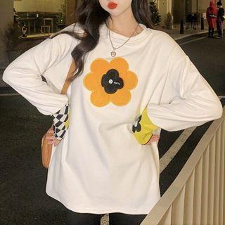 Long-sleeve Floral Accent T-shirt