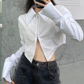 Zip-up Crop Shirt