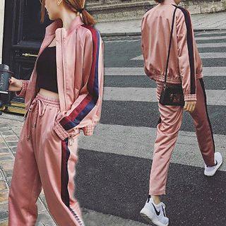 Sports Set: Colored Pane Zip Jacket + Sweatpants