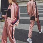 Sports Set: Colored Pane Zip Jacket + Sweatpants