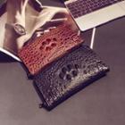 Embossed Faux Leather Long Clutch