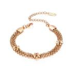 Fashion And Elegant Plated Rose Gold Small Daisy 316l Stainless Steel Multi-layer Bracelet Rose Gold - One Size