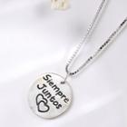 Heart Print Lettering Necklace Only Pendant (excluding Chain) - Silver - One Size