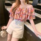 Short-sleeve Floral Print Top / Shorts