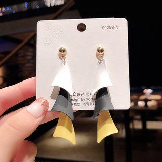 Color Block Geometric Drop Earring E1276 - 1 Pair - Gold - One Size