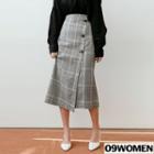 Tall Size Button-trim Plaid Skirt