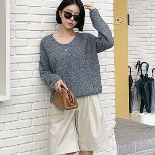 Pleated-front Faux-leather Shorts