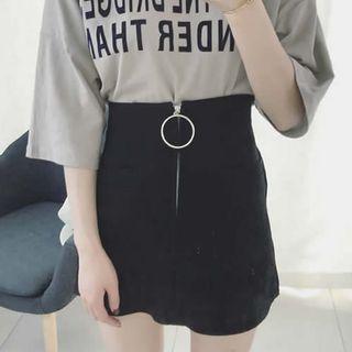 Hoop Front-zip A-line Skirt
