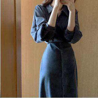 Plain Long Midi Shirt Dress