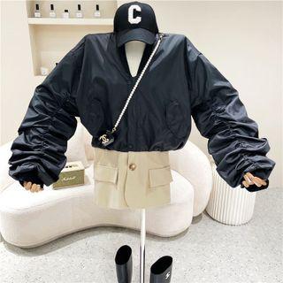Shirred Baseball Jacket