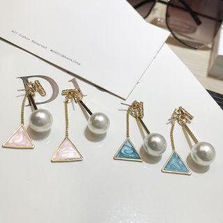 Triangle Faux Pearl Drop Earring