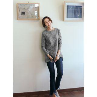 Long-sleeve Slit-hem M Lange Long T-shirt