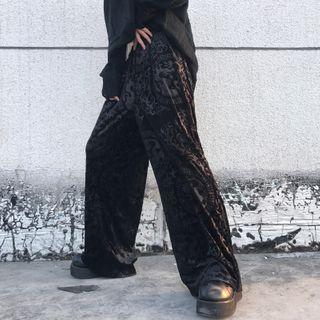 Dragon Print Wide-leg Pants Black - One Size
