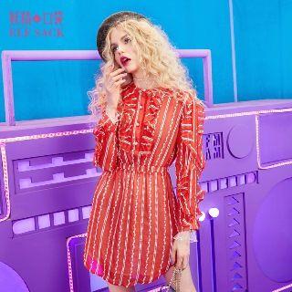 Ruffled Embroidered A-line Dress